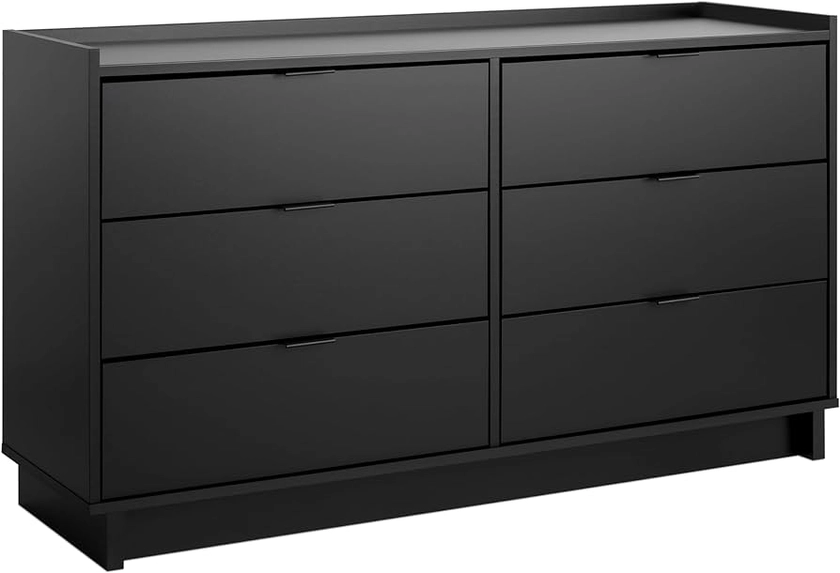 Prepac Double Drawer Dresser, 52.5" W x 29.5" H x 16" D, Simple Black