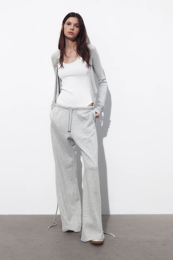 Pantalon jogger ample - Taille régulière - Longue - Gris clair chiné - FEMME | H&M FR