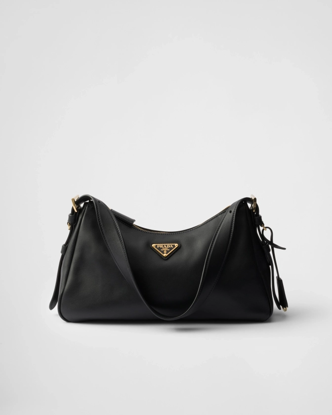 Black Prada Aimée Medium Leather Shoulder Bag | PRADA