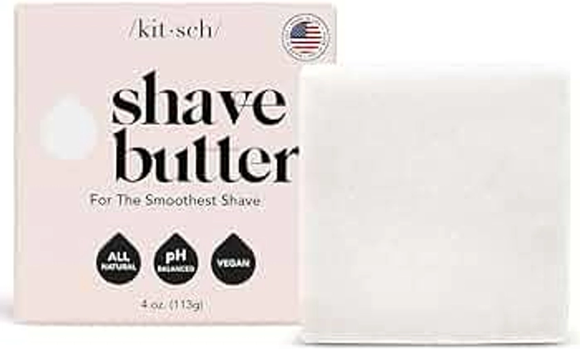 Kitsch Smooth Shave Butter - Smoothing Shave Butter for Sensitive Skin | Made in US | Hydrating Clear Non Clog Formula | For All Skin Types | Solid Shaving Butter | Sulfate Free & Paraben Free, 4 oz