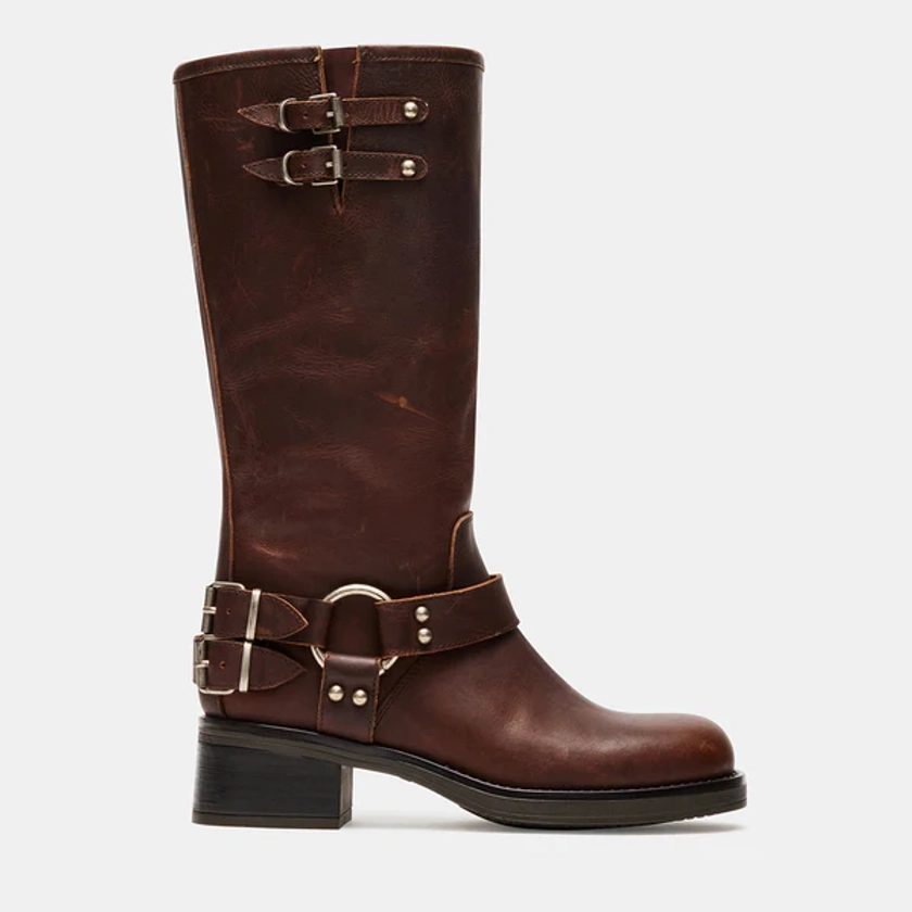 ASTOR Brown Leather Knee High Boots | Women's Designer Boots – Steve Madden Canada