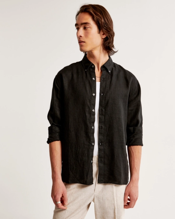 Men's Linen Button-Up Shirt | Men's New Arrivals | Abercrombie.com