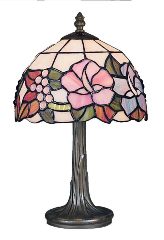 Carpentras 34Cm Tiffany Style Lily Blue Pink Cream Glass Table Lamp