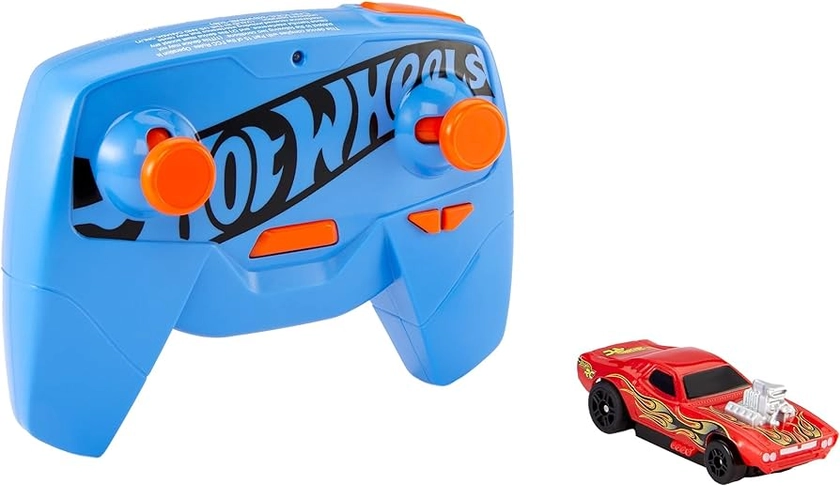 Hot Wheels R/C 1:64 Scale Rechargeable Radio-Controlled Racing Cars for On- or Off-Track Play, Includes Car, Controller & Adapter for Kids 5 Years Old & Up