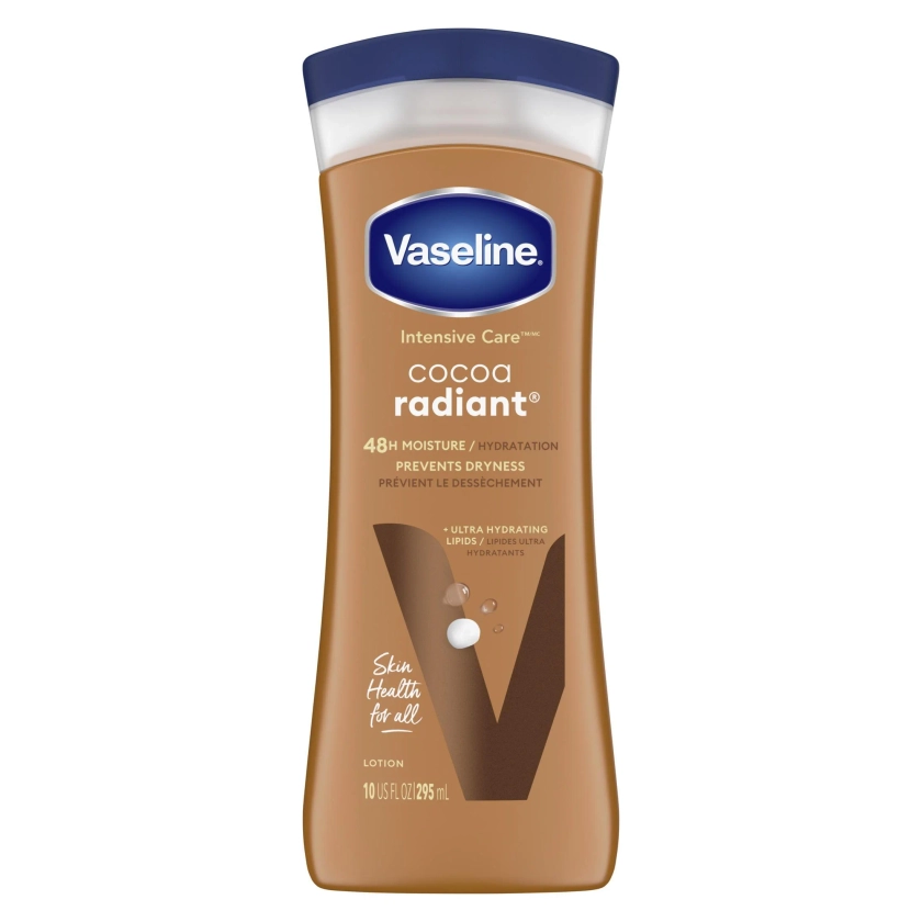 Vaseline Intensive Care Radiant Non Greasy Body Lotion for Dry Skin, Cocoa, 10 fl oz