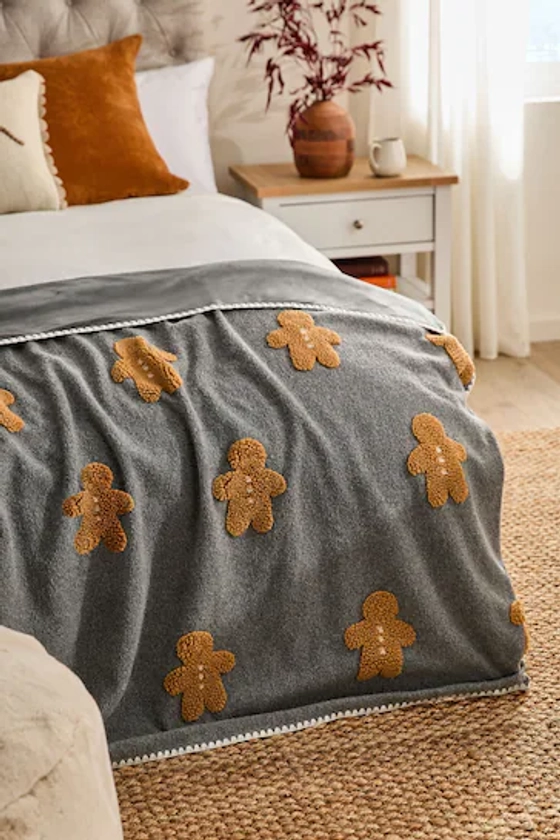 Buy Grey Christmas Gingerbread Throw from the Next UK online shop