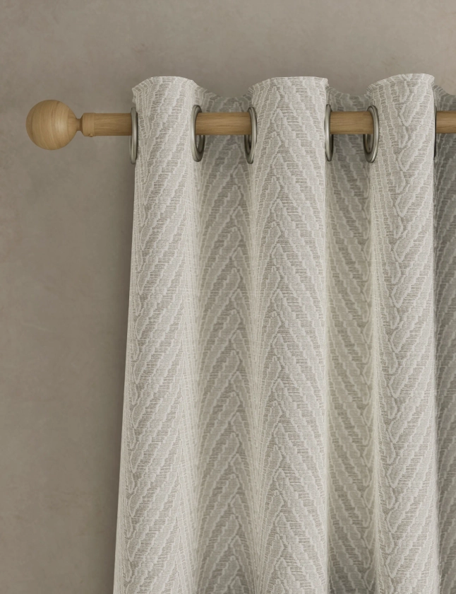 Textured Herringbone Eyelet Curtains | M&S Collection | M&S