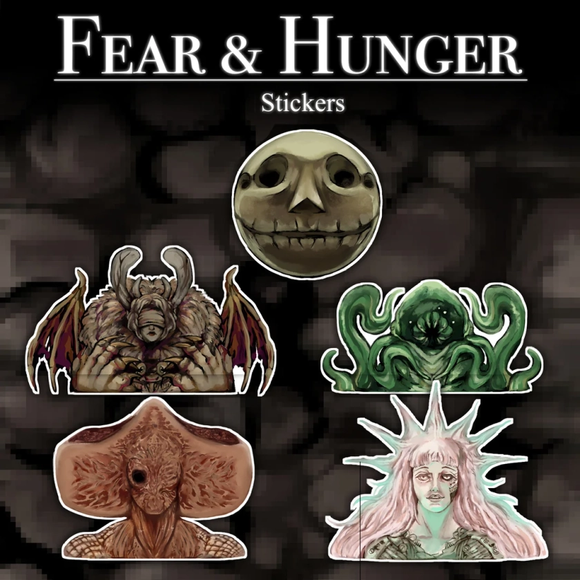 Fear and Hunger Termina God Vinyl Stickers - Rher, Gro-goroth, Sylvian, Sulfur, Logic