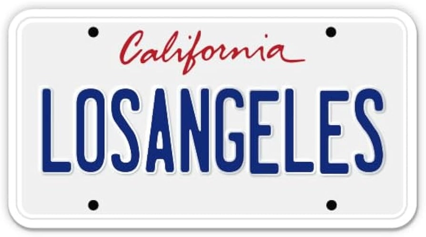 Los Angeles La California State License Plate Style - Vinyl Sticker Decal for Phone, Laptop, Water Bottle (3.5" Wide)