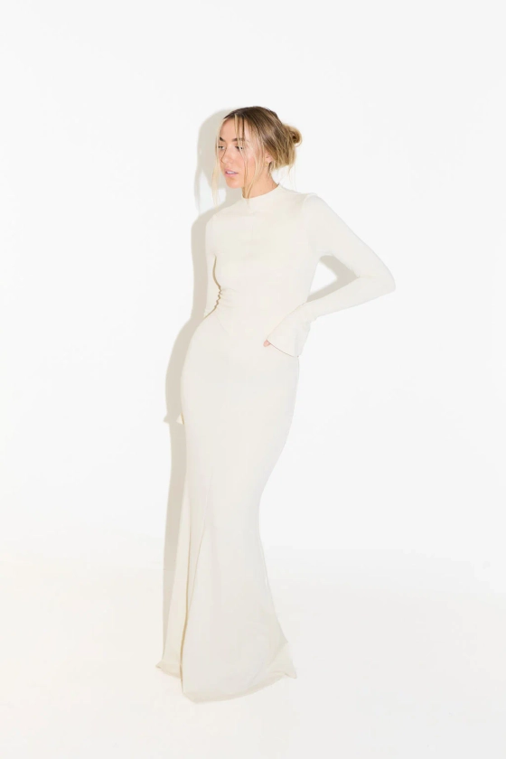 The Ultimate Muse Knitted Long Sleeve Maxi Dress | Cream