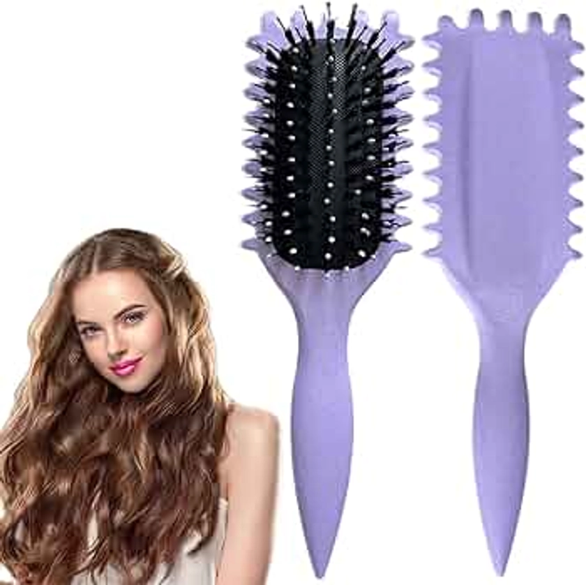 Curl Defining Brush, Curl Hair Brush, Curl Define Styling Brush, for Combing and Shaping Men's and Women's Curls to Reduce Pulling (Purple)