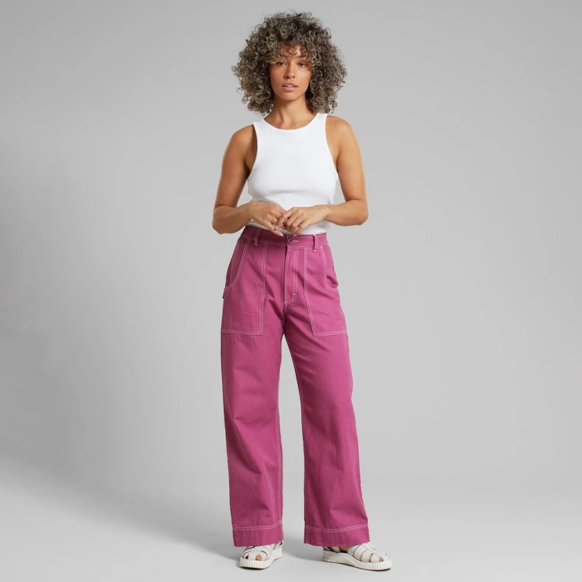 Pantalon cargo en coton bio | rose &quot;workwear pants vara canvas violet purple red&quot; Dedicated
