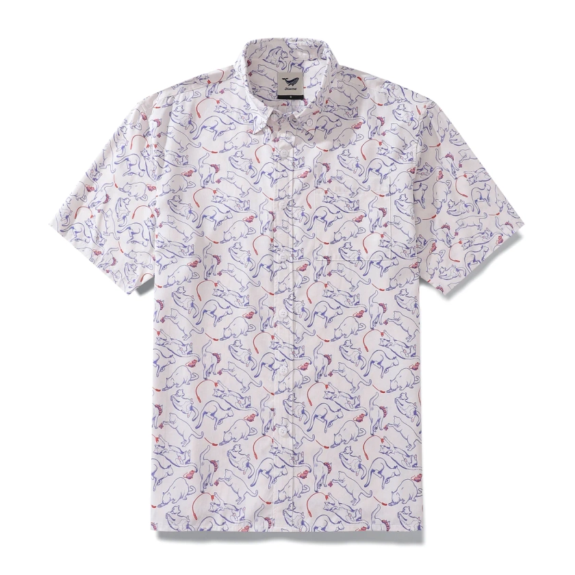 Valentine's Day Men's Hawaiian Shirt Cat Game Print Button-down Short Sleeve Aloha Shirt Tencel™