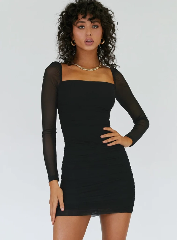 Charvi Long Sleeve Mini Dress Black
