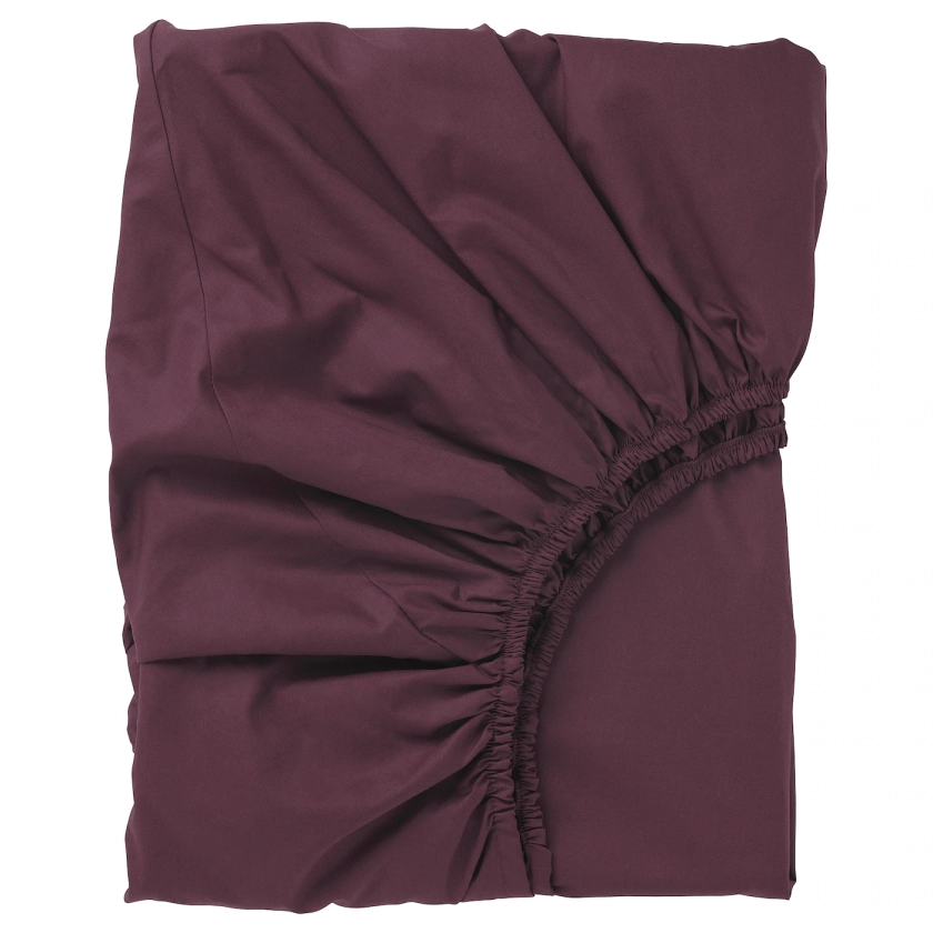 ULLVIDE Deep Red Double Fitted Sheet - IKEA