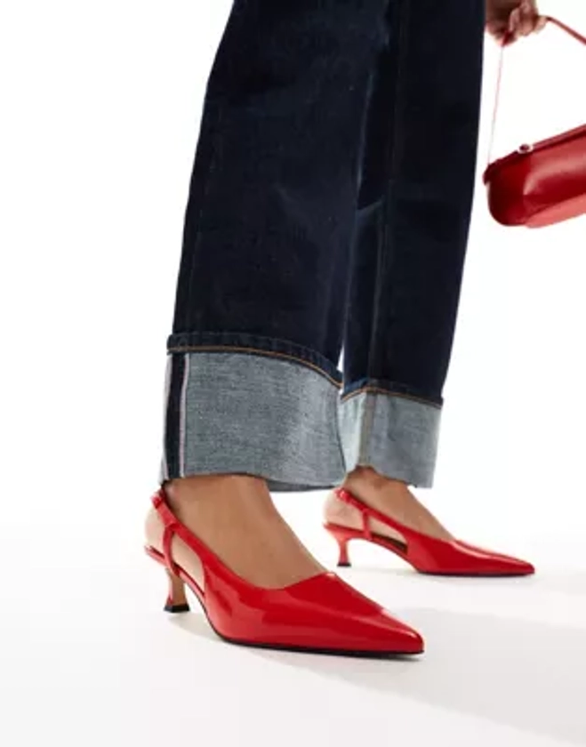 & Other Stories pointed slingback heeled pumps in red | ASOS