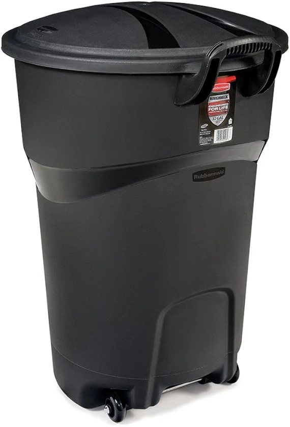 Rubbermaid Roughneck - Papelera enrollable, 32 galones, color negro