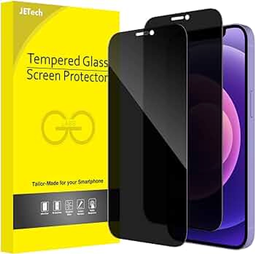 JETech Privacy Full Coverage Screen Protector for iPhone 12/12 Pro 6.1-Inch, Anti-Spy Tempered Glass Film, Edge to Edge Protection Case-Friendly, 2-Pack