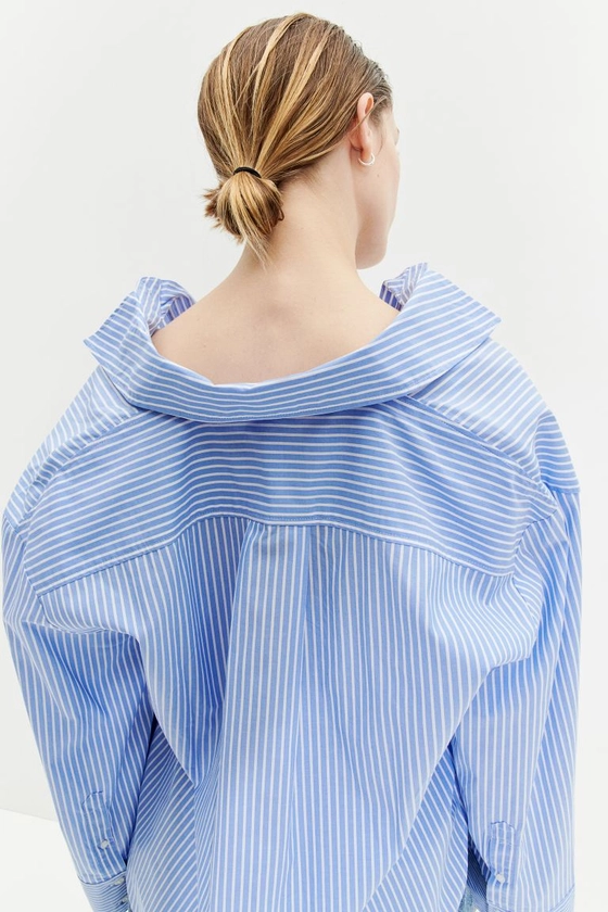 Oversized Cotton Shirt - Blue/striped - Ladies | H&M CA