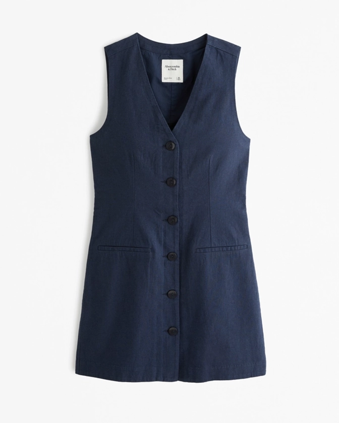 Women's The A&F Mara Linen-Blend Vest Mini Dress | Women's Sale | Abercrombie.com