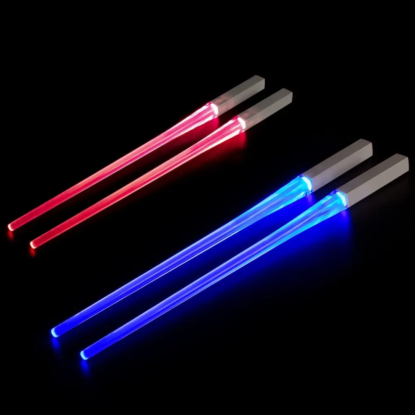 CJBIN Iluminados Palillos, 2 Pares Lightsaber Chopsticks, Palillos Luminosos sin Bpa, Palillos de Luz Led Brillante, Reutilizables, Lavable a Máquina,Palillos Chinos Espada Laser para Cocina Fiesta