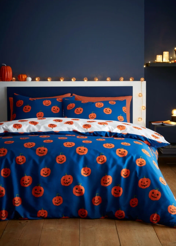 Catherine Lansfield Halloween Pumpkins Reversible Duvet Set