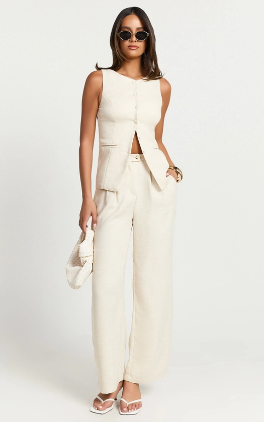 Andie Pants - High Waist Tailored Pants in Cream