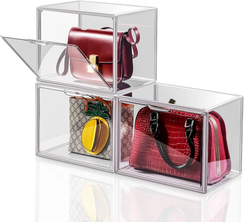 starogegc 3Pack Clear Plastic Handbag Storage Organizer for Closet, Acrylic Display Case for Handbag and Purse, Purse Organizer for Closet with Magnetic Lid for Book, Toys, Hat : Amazon.com.au: Home