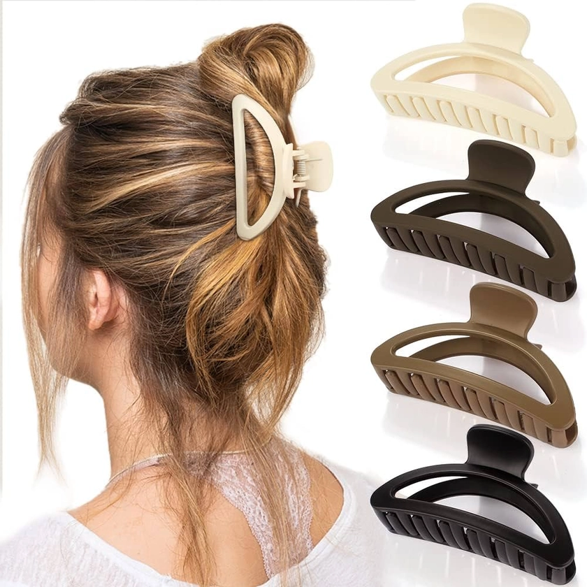 Amazon.com: Canitor Hair Clips for Women 4Pcs Neutral Claw Clips Hair Clips for Thin Hair Medium Hair Clips Matte Claw Clips for Thin Hair Semicircle Hair Clips for Thick Hair Cute Small Hair Clips : Beauty & Personal Care