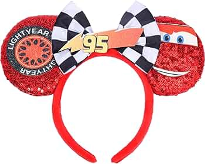 Mouse Ears Headband, Cars Ears for Women Adult Kids Boys Girls, Sequin Headband Park Ears for Trips Party Cosplay Costumes Accessories