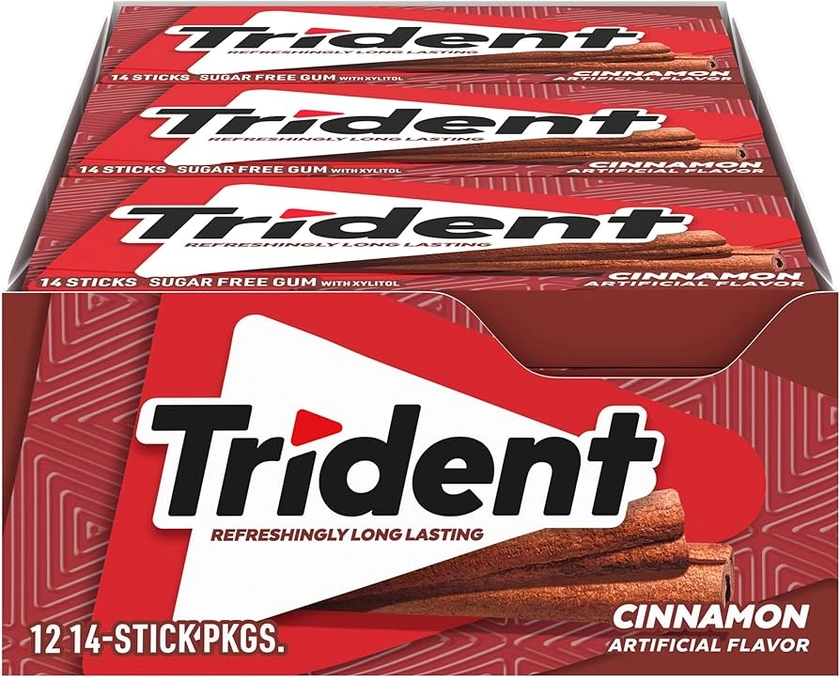 Trident Cinnamon Sugar Free Gum, 12 Packs of 14 Pieces (168 Total Pieces)