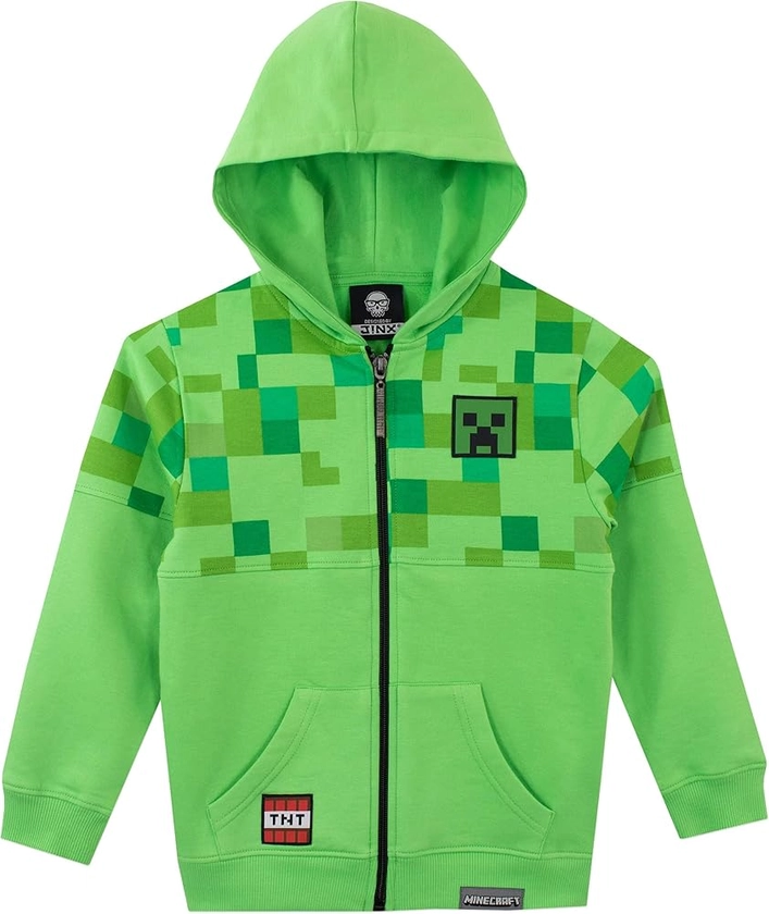 Minecraft Sweats à Capuche Garçon | Pull Zip Enfant Creeper | Sweat Zippé Gamer pour Enfants