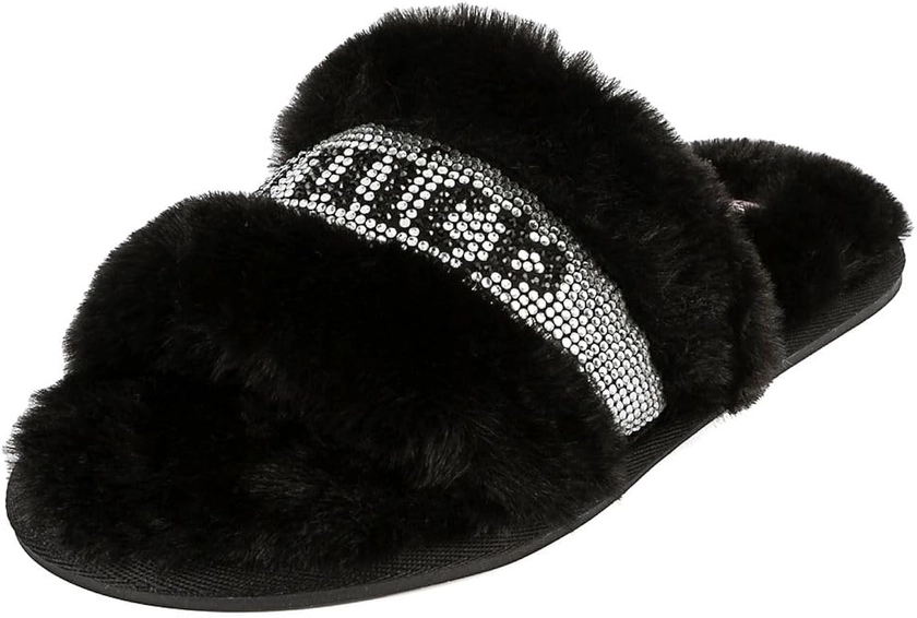 Juicy Couture Women's Slide Slipper Sandals With Faux Fur