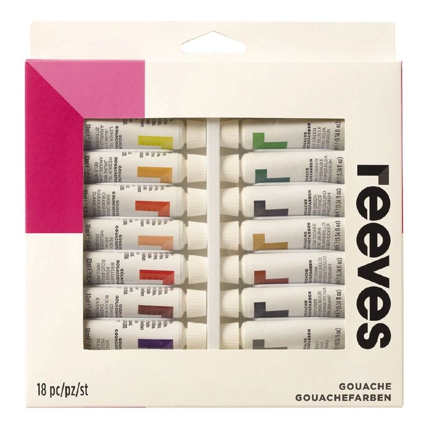 Reeves Paint Set Gouache 18 Pack Multi-Coloured