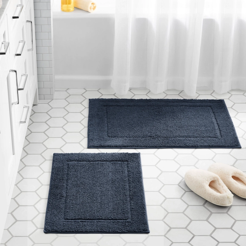 Mainstays Soft Touch Navy Polyester Tufted 2-Piece Bath Rug Set, 20" x 30" & 17" x 24"