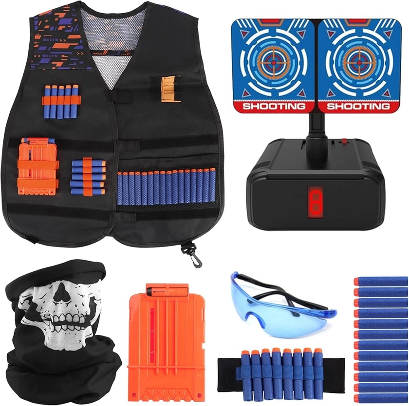 Joyhoop Gilet Tattico per Bambini con Elettrico Bersaglio, Giubbotti per Nerf N-Strike Elite Series Gun Games, per Ragazzi E Ragazzei, Regali di Giocattoli Esterno