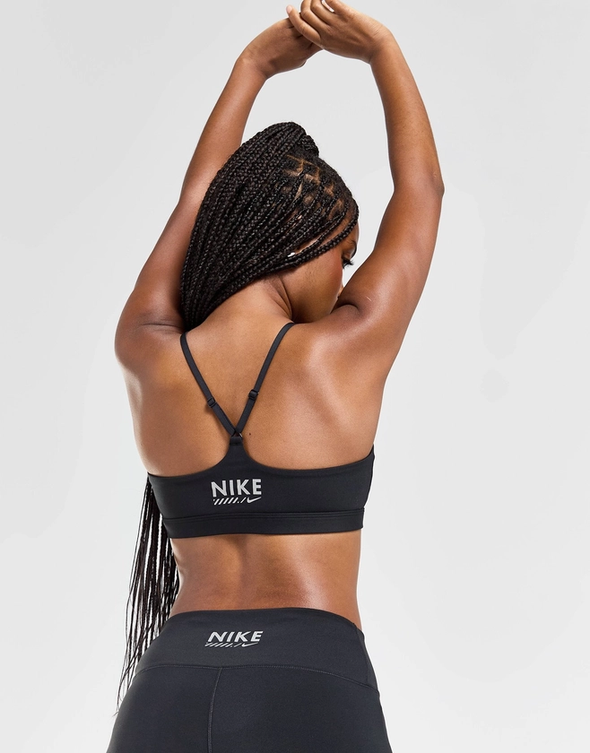 Black Nike Training Graphic Swoosh Sports Bra | JD Sports UK 