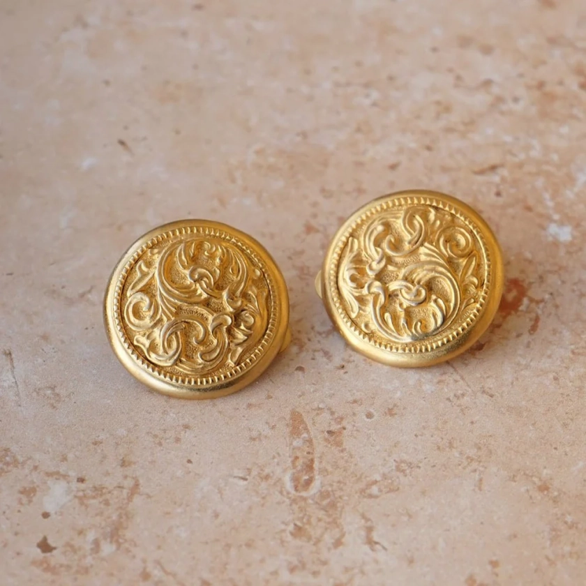 Orelia Vintage Medallion Disc Clip-On Earrings