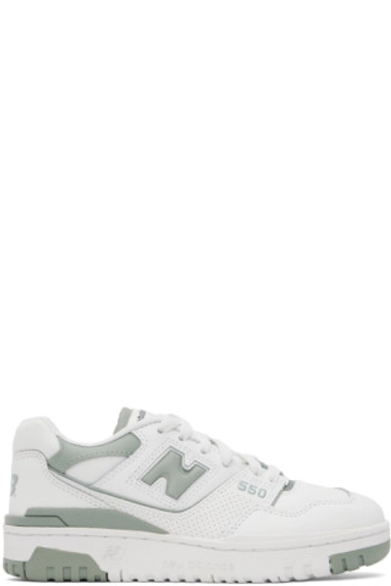 New Balance - White & Grey 550 Sneakers