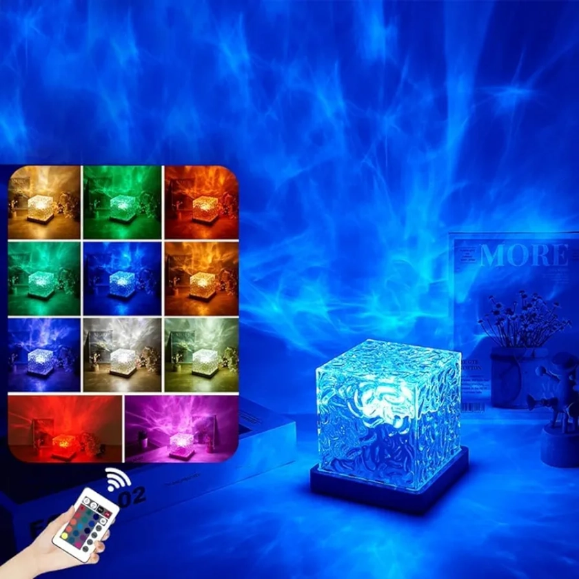 Northern Lights Lamp, 16 Color Northern Lights Ocean Wave Projector Light, Waveqube Wave Lamp, Ocean Wave Ceiling Projector, Wave Cube Lamp, Galaxy Projector Night Light for Bedroom