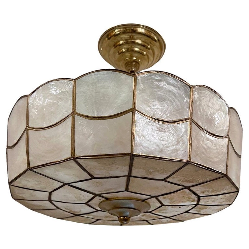 Vintage French Capiz Light Fixture For Sale at 1stDibs