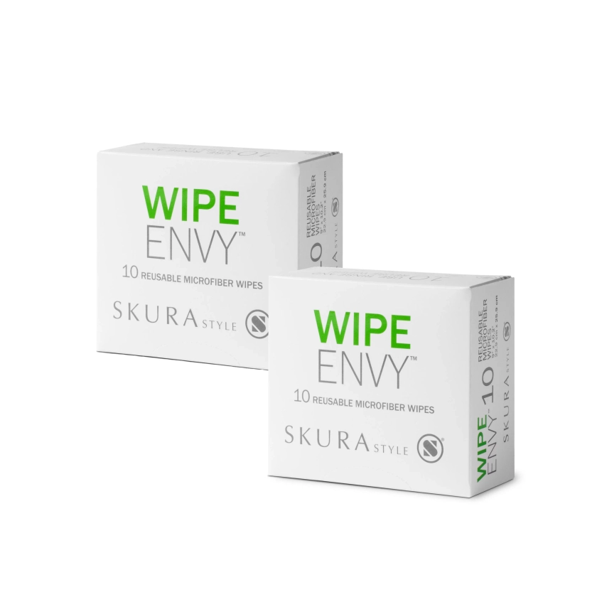 Skura Style WIPE ENVY™ All Purpose Lint Free Microfiber Reusable Cleaning Wipes – White, 20 Count