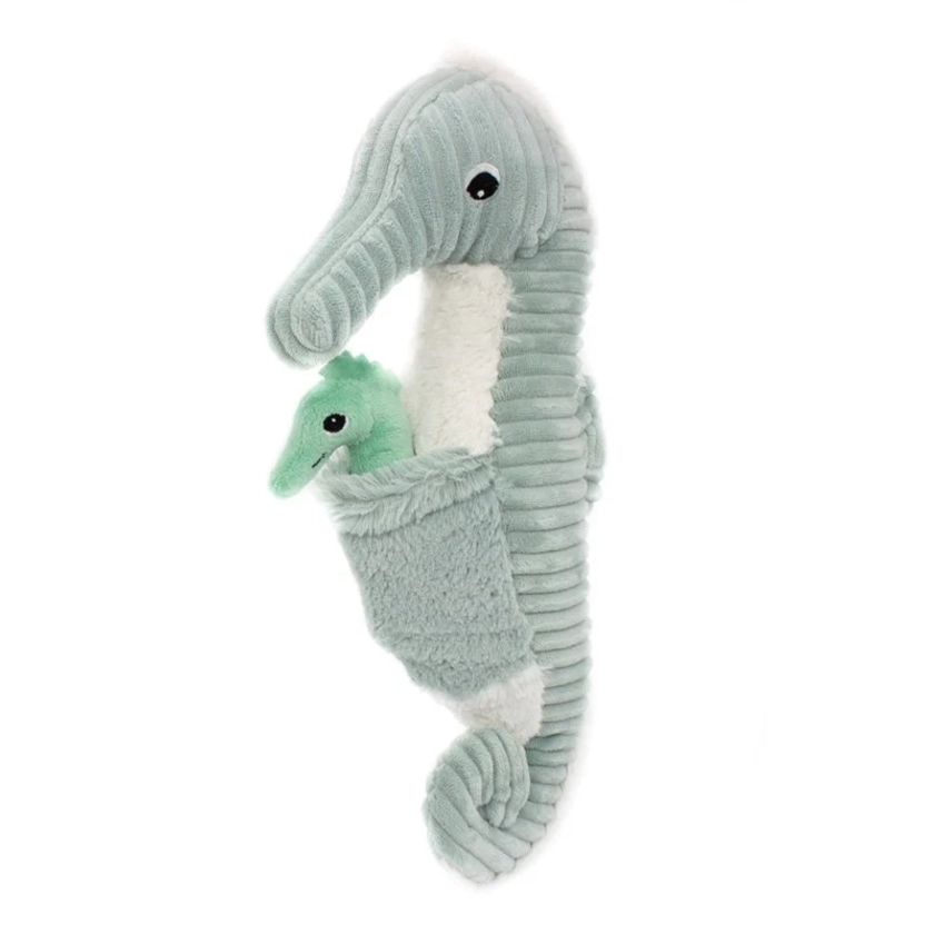 Peluche hippocampe Papadou papa et son bébé menthe - Les Ptipotos