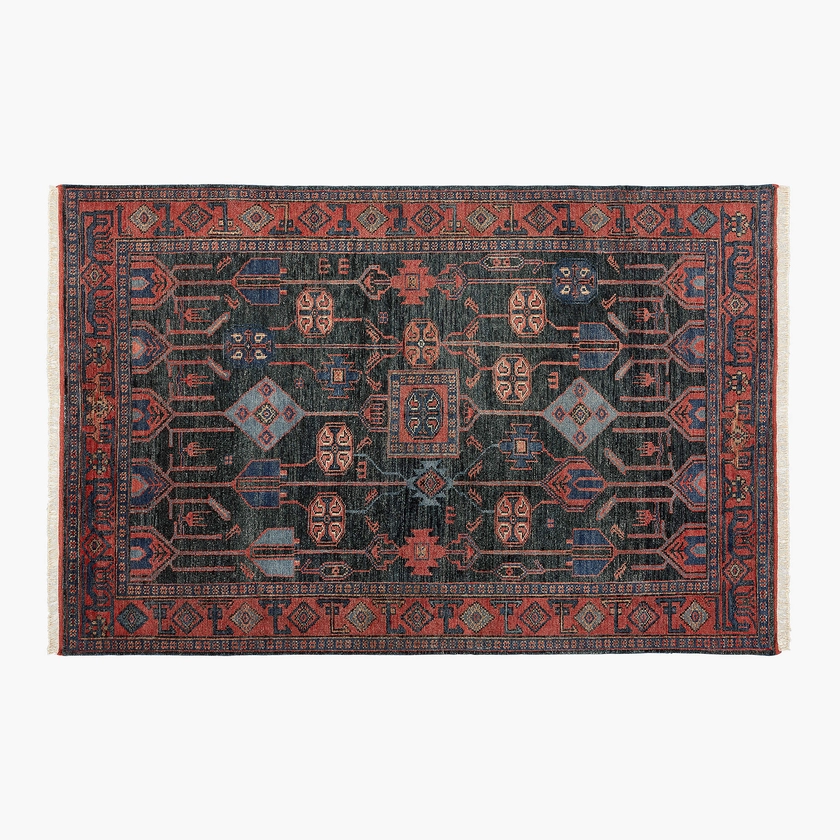 Eros Hand-Knotted Red And Blue Area Rug CB2