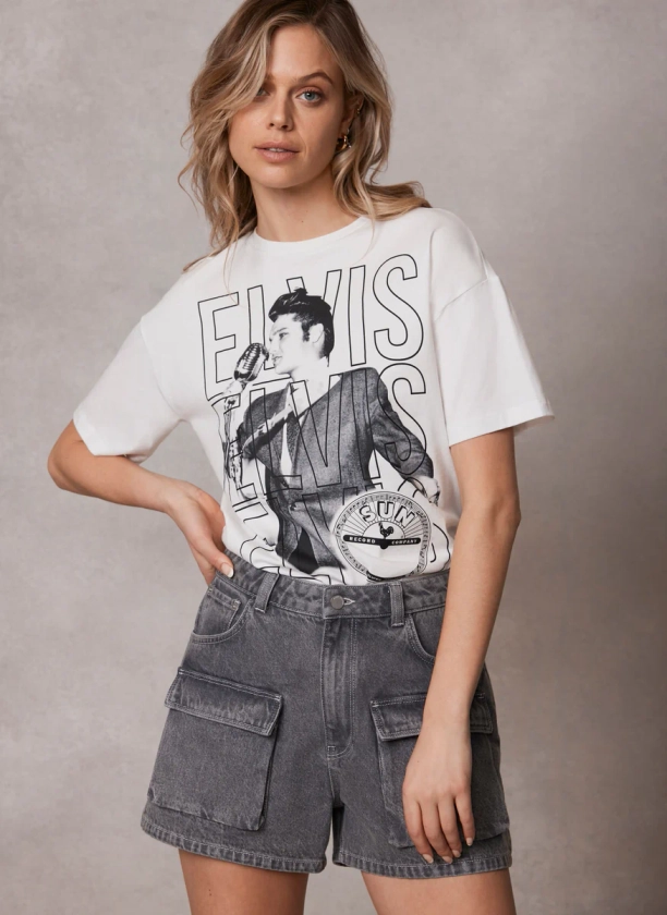 White Elvis Graphic T-Shirt