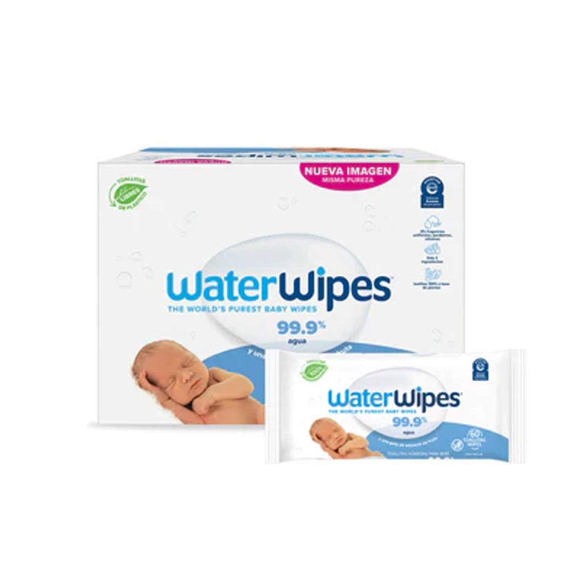 Caja 12 Paquetes Toallitas Humedas Biodegradables 60 unidades WaterWipes