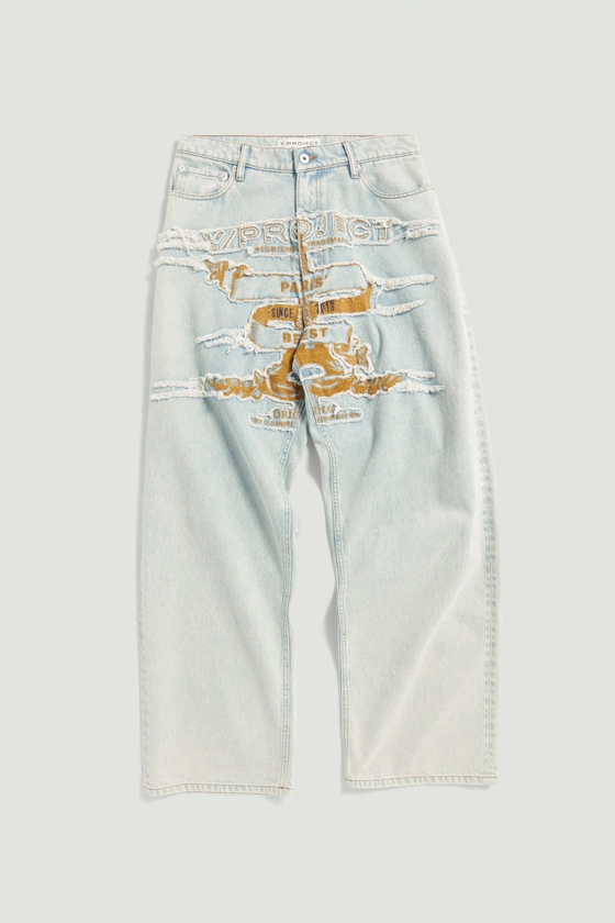 EVERGREEN PARIS' BEST PATCH JEANS EVERGREEN ICE BLUE SS 2024 | Y/PROJECT EVERGREEN ICE BLUE