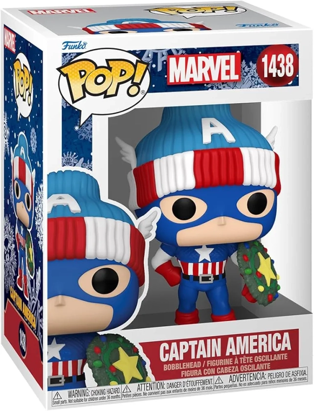 Funko Pop! Marvel: Holiday – Capt. Captain America - Marvel Comics - Figurine en Vinyle à Collectionner - Idée de Cadeau - Produits Officiels - Jouets pour Les Enfants et Adultes