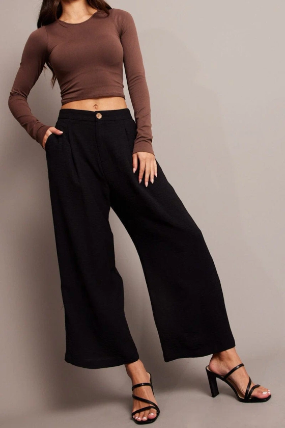 Black Wide Leg Pants Cropped