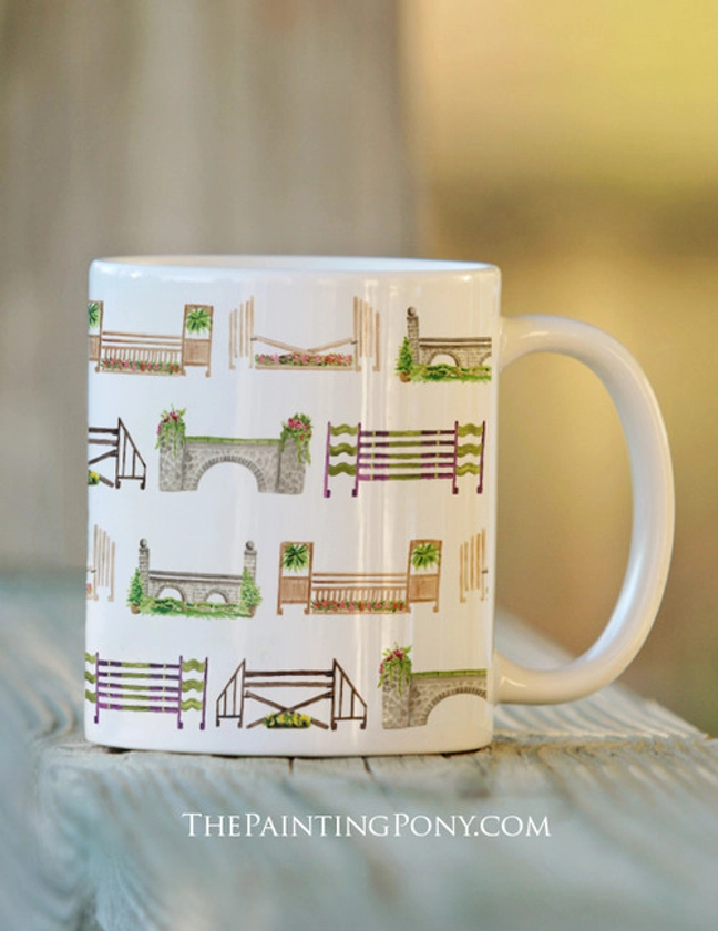 Horse Jump Pattern Equestrian Coffee Mug